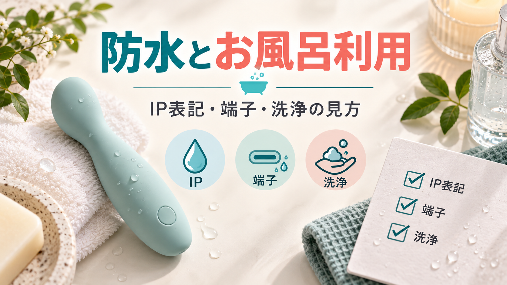 バイブの防水とお風呂利用を分けて確認｜IP表記・端子・洗浄の見方